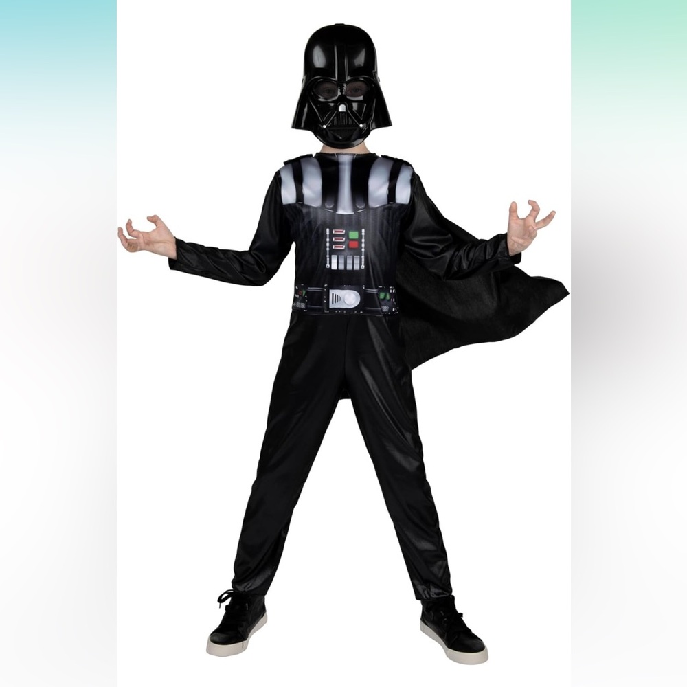 Size medium 8-10 Star Wars Darth Vadar jumpsuit Halloween costume.